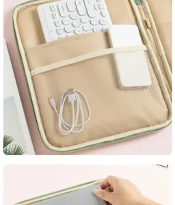 Sac de rangement numérique multifonctionnel détail, pochette organisateur pour iPad et accessoires.