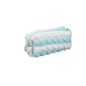Astuccio per matite a bolle blu e bianco grande capacità carino borsa per trucco cosmetico