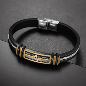 Heren siliconen roestvrijstalen armband mode hip hop hartslag design polssiera nieuw
