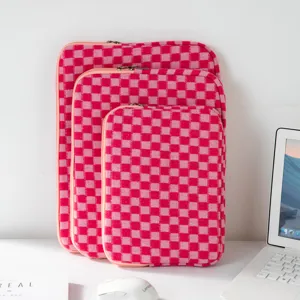Custodia Per Laptop A Quadri Rosa Lavorata A Maglia Borsa Per Tablet Carina Per Ufficio