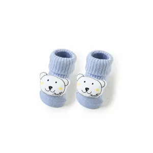 Süße Babysocken mit weicher Baumwolle, Anti-Rutsch-Sohle und Bären-Plüschtier-Design.