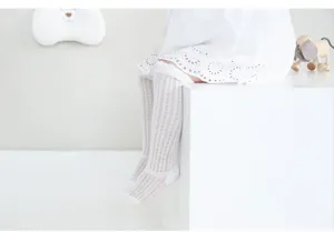 Summer breathable baby white mesh long socks, cute cotton infant mosquito-proof detail.