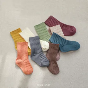 Baby cotton socks newborn toddler mid-tube socks soft elastic multi-color set for kids