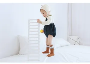 Infant toddler combed cotton high tube anti slip socks autumn winter cozy cute baby floor socks