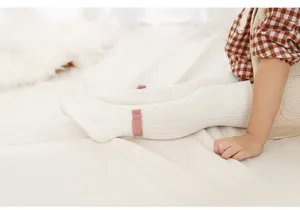Infant toddler ribbed tights detail shot, soft cotton winter warm leggings close up view