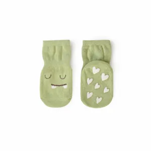 Niedliche grüne Anti-Rutsch Babysocken für Kleinkinder, weiche Baumwoll-Socken.