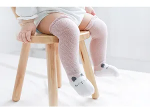Cute baby knee-high mesh socks summer thin breathable infant cartoon long cotton socks