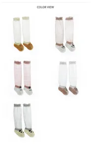 Cute summer baby knee-high socks, breathable cotton infant long socks with adorable animal face.