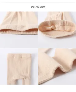 Vue détail de collants en coton côtelé pour bébé, montrant taille élastique et entrejambe.