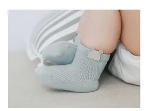 Calzini estivi sottili traspiranti in cotone mesh per neonati con orecchie d'orso carine