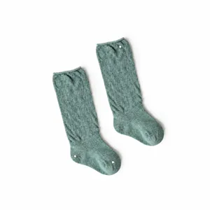 Chaussettes longues en coton pur pour enfants, couleur unie, pointe sans couture et talon souple.