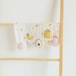 Infant summer mesh over-the-knee socks with cute fruit dolls, breathable cotton baby socks.