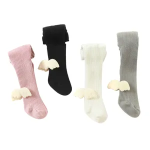 Baby ribbed tights with cute 3D angel wings toddler warm leggings multi-color set for girls
