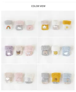 Calzini invernali per neonati foderati in peluche con simpatici disegni di animali, calze alte calde.