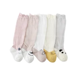 Cute infant knee-high socks breathable summer baby long cotton socks multi-color
