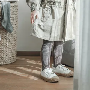 Children ribbed footed tights combed cotton autumn baby leggings comfortable daily wear