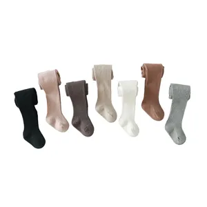 Comfortable children ribbed tights, soft baby footed leggings in multiple colors.