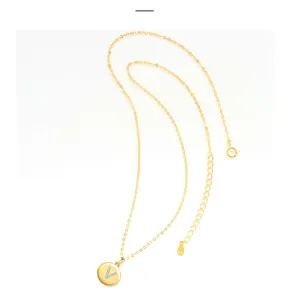 S925 Silber Runde Scheibe V Buchstabe Anhänger Halskette Zirkon Modeschmuck Geschenk