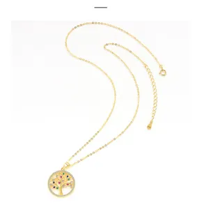 Collana con ciondolo albero della vita in argento S925 zirconi colorati da donna chic