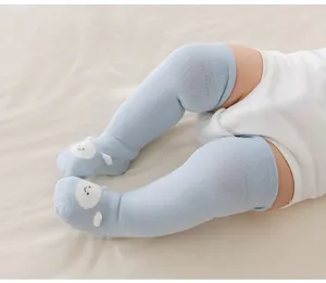 Baby knee-high socks soft cotton toddler long stockings cute 3D ears infant leg warmers