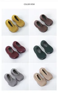 Babies Kleinkind Lauflernsocken weiche Sohle Strick Socken Schuhe Detailansicht Mehrfarbig.