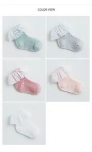 Jolies chaussettes bébé coton dentelle volants multicolore nouveau-né d'enfants