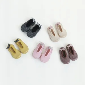 Babys Lauflernschuhe Socken rutschfest weiche Sohle Schleife flacher Mund Kleinkind Schuhe