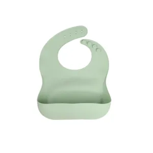 Silicone baby bib waterproof infant feeding bib with food catcher adjustable toddler meal main