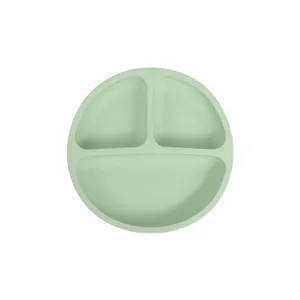 Silicone Baby Divided Plate Light Green Round Children Feeding Dish Main View Item