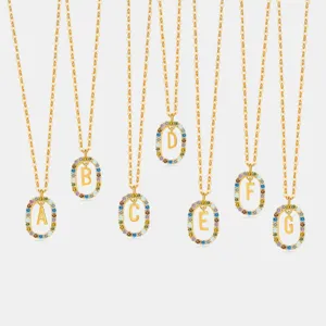 925 Sterlingsilber Buchstaben Anhänger Ohne Kette Bunte Zirkonia Ovaler Initial Anhänger Für Damen Schmuck