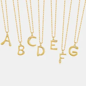 Mode 925 Sterlingsilber 26 Alphabet Anhänger Halskette Galvanisiert 18K Gold Platin Ton Strass Initial Schlüsselbein Kette Für Damen Schmuck Geschenk