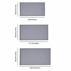 Silikon Unterlegmatte Größentabelle mit Abmessungen und Nettogewicht für drei verschiedene Modelle.