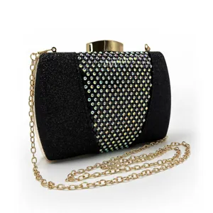 Sac de Soirée Pailleté pour Femmes Pochette en Strass Sac Bandoulière Épaule Verrou Métallique Mode Sac de Banquet
