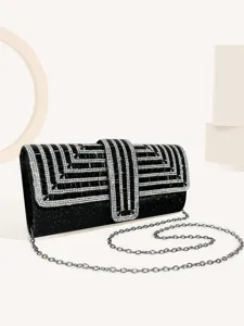 Women's Glitter Rhinestone Evening Bag Fashion Sparkly Crystal Clutch Crossbody Purse Luxury Wedding Party Chain Shoulder Bag