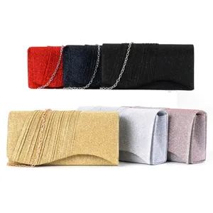 Sac de Soirée Pailleté pour Femmes Paillettes Plissées Sac à Main de Fête Chaîne Métallique Bandoulière Sac d'Épaule Mariage