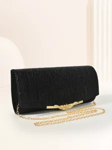 Women Fashion Glitter Fabric Pleated Evening Bag Metallic Clutch Bag Elegant Party Crossbody Shoulder Handbag