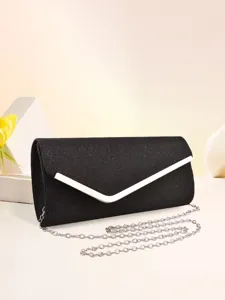 Women's Glitter Evening Bag Clutch Purse Metallic Chain Crossbody Shoulder Bag Envelope Party Prom Handbag