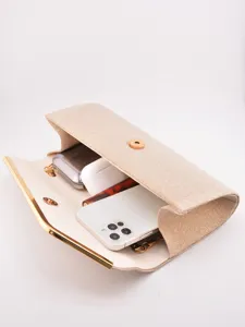 Sac de soirée pailleté pour femme, pochette étincelante avec quincaillerie dorée, grande capacité.