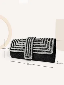 Elegant rhinestone evening clutch bag with sparkling crystals and chain strap for women.