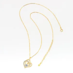 Collana con ciondolo a doppio cuore in argento S925 zirconi cubici gioiello elegante