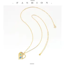 Collana con Pendente a Cuore e Tartaruga in Argento S925 Zirconia Luminosa Donna