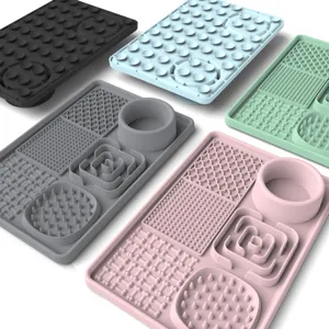 Silicone pet lick mat slow feeder dog bowl with suction cups multi color display main view