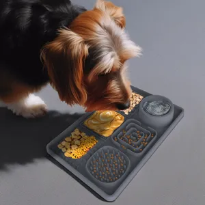 Silicone dog slow feeder lick mat pet food bowl multi-compartment anti-choke training tray