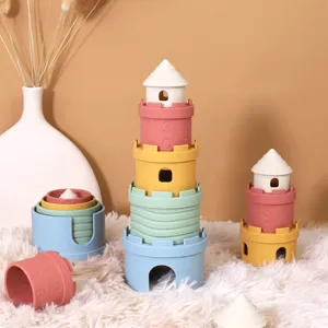 Baby Pädagogisches Silikon Stapelspielzeug Schloss Nesting Blöcke Zahl Alphabet Frühaufklärung Sensorisches Spielzeug Für Kleinkinder