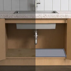 Silicone under sink mat waterproof kitchen cabinet protector grey non-slip floor tray