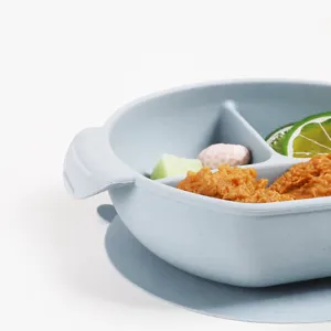 Silikon Baby Saugnapf Teller geteilte Kleinkind Fressschale mit Ohrgriffen fuer Saeuglinge.