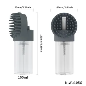 Pet bath brush silicone shampoo dispenser 100ml dog cat massage grooming tool for pets