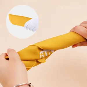 Soft foldable silicone baby bib waterproof food grade infant feeding saliva towel yellow
