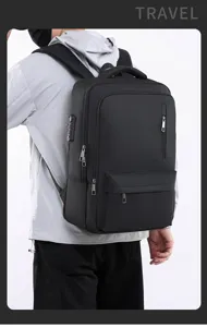 Sac à dos d'affaires anti-vol pour hommes avec port USB et serrure à code pour le voyage.