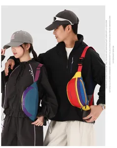 Bunte farbblockierte Hüfttasche Mode lässige Umhängetasche für Outdoor-Sport den täglichen Gebrauch.